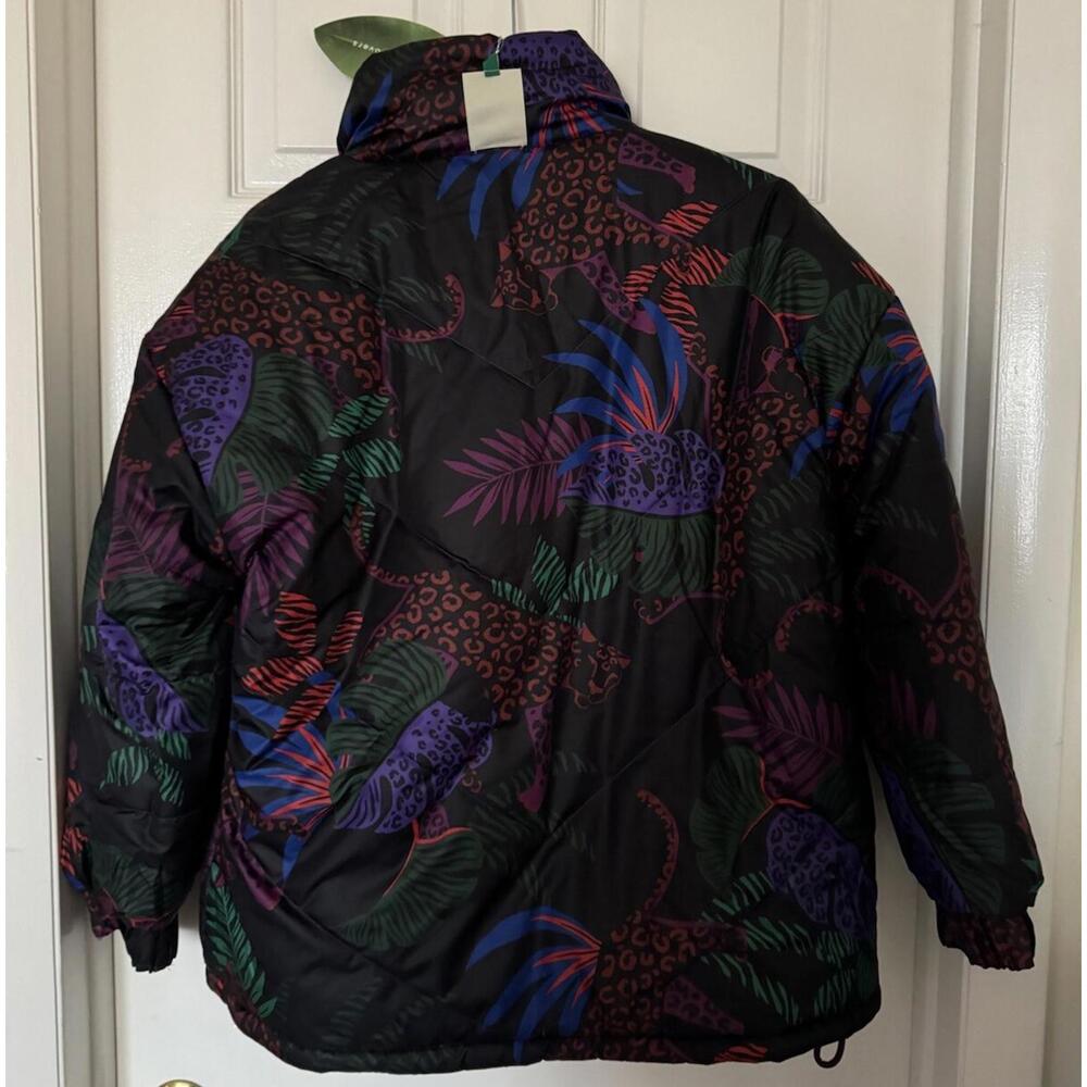 Farm Rio Women's XS Red Abstract Patches Reversible Full Zip Puffer Jacket NEW - Picture 16 of 16